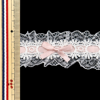 [Quantity starting from 5] RaceRibbonTape "RibbonDecorative lace Approx. 3.5cm wide Smoke pink FR2409"