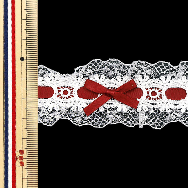 [Quantity starting from 5] RaceRibbonTape "RibbonDecorative lace Approx. 3.5cm wide Wine FR2409"