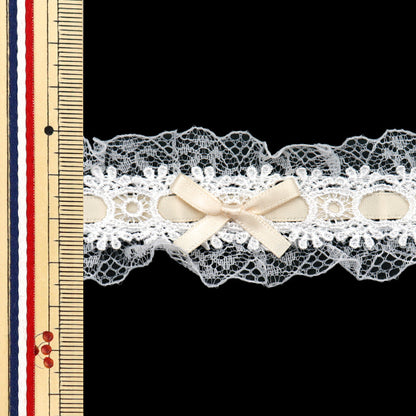 [Quantity starting from 5] RaceRibbonTape "RibbonDecorative lace Approx. 3.5cm wide Ivory FR2409"