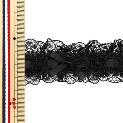 [Quantity starting from 5] RaceRibbonTape "RibbonDecorative lace Approx. 3.5cm wide Black x Black FR2409"