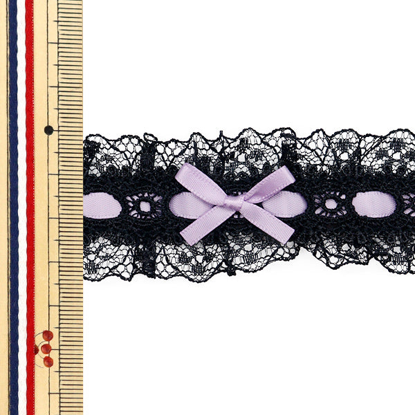 [Quantity starting from 5] RaceRibbonTape "RibbonDecorative lace approx. 3.5cm wide Black x Light Purple FR2409"