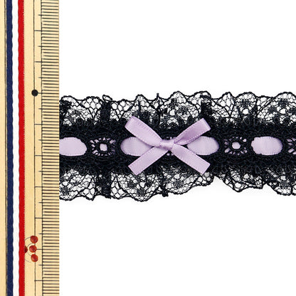 [Quantity starting from 5] RaceRibbonTape "RibbonDecorative lace approx. 3.5cm wide Black x Light Purple FR2409"