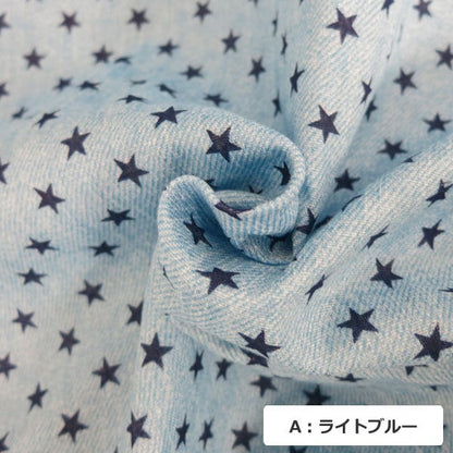 [来自数量5] 织物 “牛仔布风格双层纱布 （双纱布）星形图案AP-25501-5 C Indigo Blue]