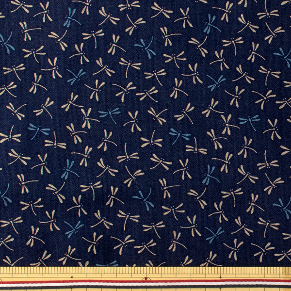 [From quantity 5] Fabric 『FabricDragonfly Japanese toneSheetingPrint dark blue 88222-7-5]