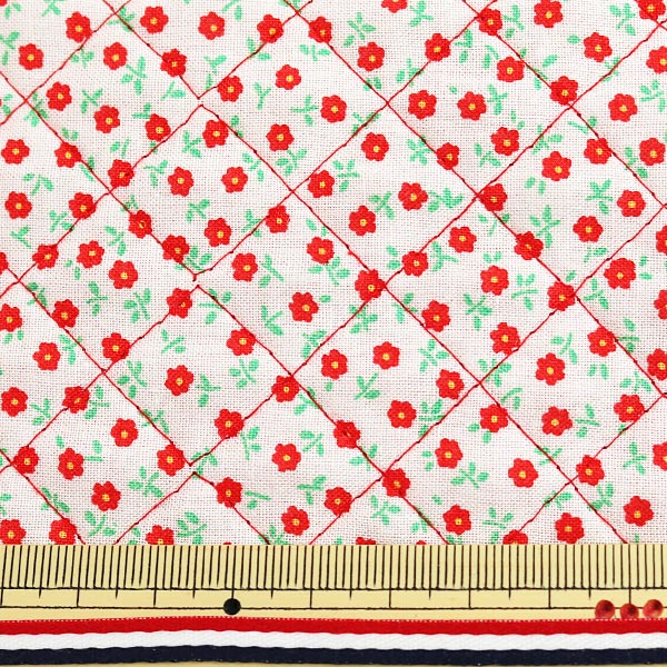 [From quantity 5] Fabric "Rebar quilting (small flower) 14 red"