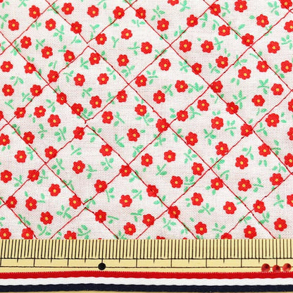 [From quantity 5] Fabric "Rebar quilting (small flower) 14 red"