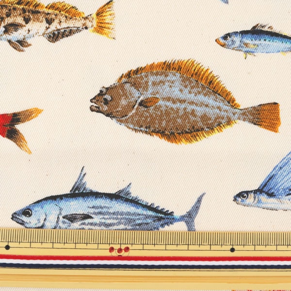[From quantity 5] Fabric "Twill printFabricTwill fish Fabric Cloth admission Entrance Interior A generated] COTTON KOBAYASHI