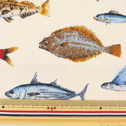 [From quantity 5] Fabric "Twill printFabricTwill fish Fabric Cloth admission Entrance Interior A generated] COTTON KOBAYASHI