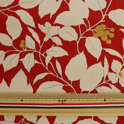 [From quantity 5] Fabric "Twill printed tree and floral pattern red KSP5541-C" COTTON KOBAYASHI