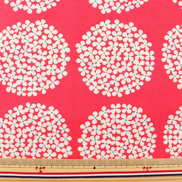 [From quantity 5] Fabric "Ukako Fool No. 10 Canvas Hydrangea Pattern Up5553-B Red" COTTON KOBAYASHI