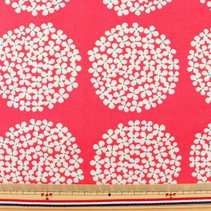 [From quantity 5] Fabric "Ukako Fool No. 10 Canvas Hydrangea Pattern Up5553-B Red" COTTON KOBAYASHI