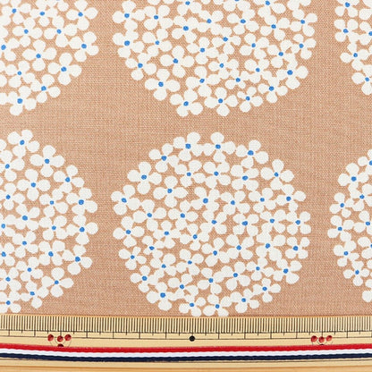 [From quantity 5] Fabric "Ukonoko Fool No. 10 Canvas Hydrangea Pattern Up5553-E Mocha" COTTON KOBAYASHI