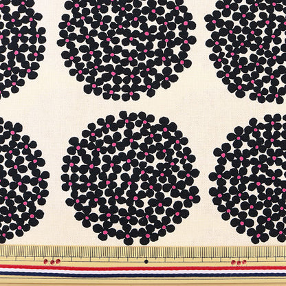 [From quantity 5] Fabric "Ukono cloth 10th canvas hydrangea pattern UP55553-K White x Black" COTTON KOBAYASHI