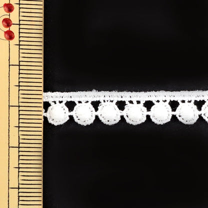 【数量5から】 レースリボンテープ 『ケミカルレース 白 幅約8mm 25503』