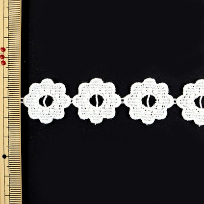 【数量5から】 レースリボンテープ 『ケミカルレース 白 幅約22mm 25123』