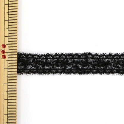 【数量5から】 レースリボンテープ 『チュールレース 黒 幅約15mm 24219-19』