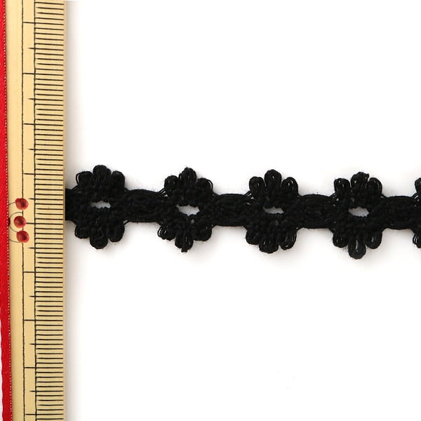 【数量5から】 レースリボンテープ 『トーションレース 黒 幅約17mm 2990-BK』