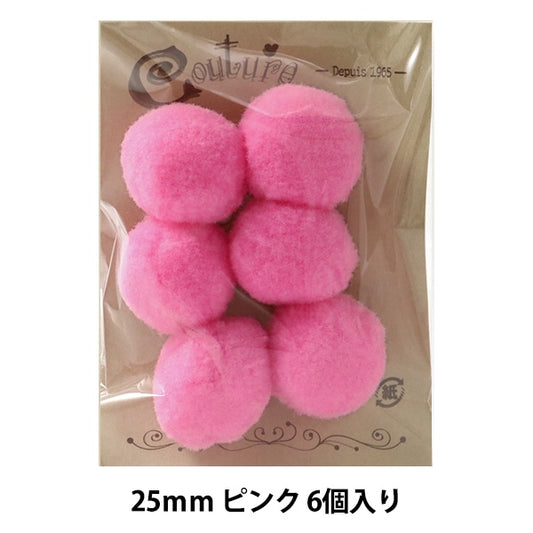 手芸パーツ 『ボンテン 25mm 4.ピンク 6個入り』 寺井