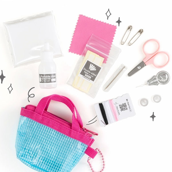 Sewing set sewing set "TSURETTE (Tsurette) Clothes Rescue Set Turquoise x Pink 15-378" Kawaguchi Kawaguchi