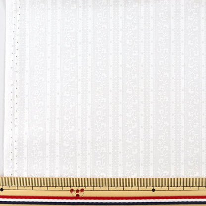 [From quantity 5] Fabric 『Sheeting Lucky Print Small Flower Stripe Pattern White x White WD347-3A]