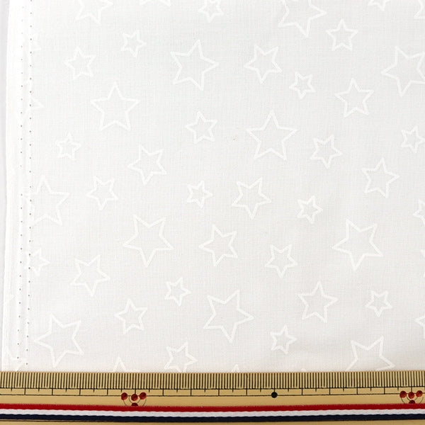 [From quantity 5] Fabric 『Sheeting Lucky Print Star Pattern White x White WD347-4A]