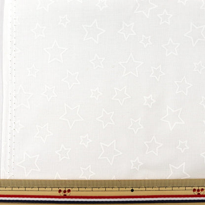 [From quantity 5] Fabric 『Sheeting Lucky Print Star Pattern White x White WD347-4A]