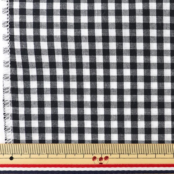 [From quantity 5] Fabric "Dyeing Gingham Naka Black Co-Gim-BK"