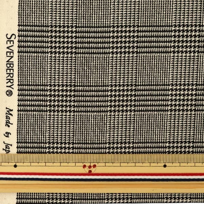[From quantity 5] Fabric "Twill check print Ivory x Black 88320-2-1"