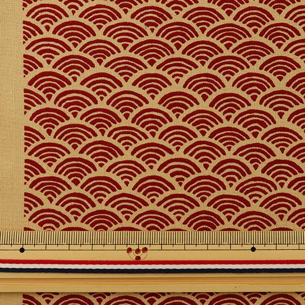 [From quantity 5] Fabric 『Sheeting Japanese pattern Aomi wave red 88220-1-1]