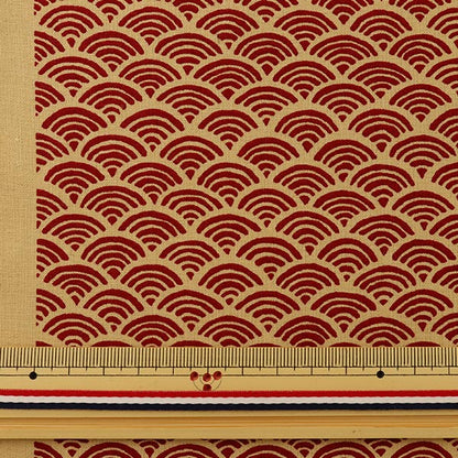 [From quantity 5] Fabric 『Sheeting Japanese pattern Aomi wave red 88220-1-1]