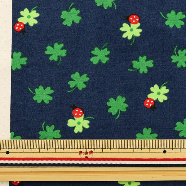 [From quantity 5] Fabric "Broadtoned insects and Clover Navy KTS5321-D" COTTON KOBAYASHI