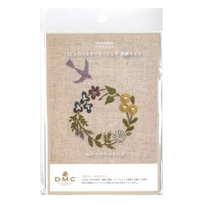 Embroidery kit "Macabearis 12 months motif and Kotori Flower Leasing March JPT41" DMC Diem Sea