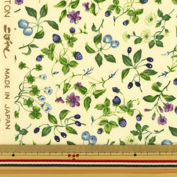 [From quantity 5] Fabric "Twill Print Fruit & Flower Pattern Blue KSP4894-B" COTTON KOBAYASHI