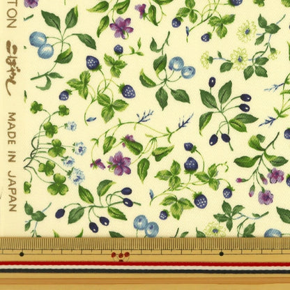 [From quantity 5] Fabric "Twill Print Fruit & Flower Pattern Blue KSP4894-B" COTTON KOBAYASHI
