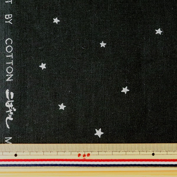 [From quantity 5] Fabric 『double gauze Star pattern black KTS6430-BK] COTTON KOBAYASHI