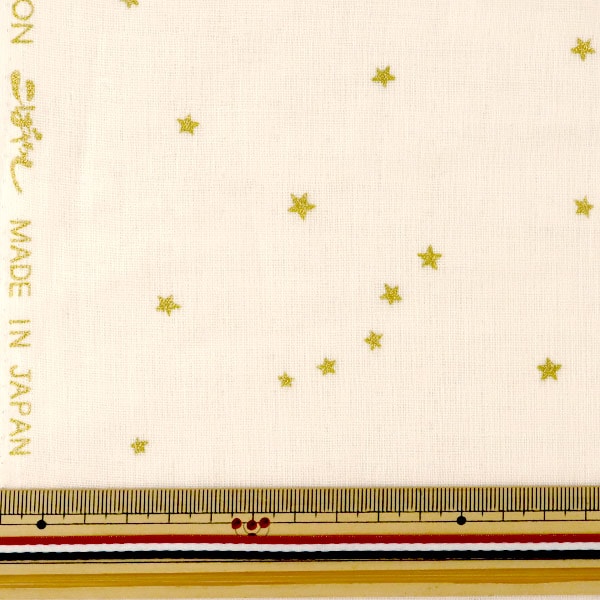[From quantity 5] Fabric 『double gauze Star pattern White Gold KTS6430-WG] COTTON KOBAYASHI