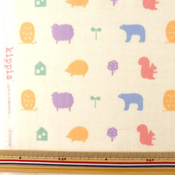 [From quantity 5] Fabric "Kippis (Kippis) double gauze(Double gauze) Print animals KPW-40C]