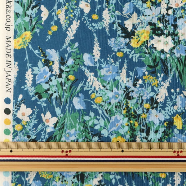 [From quantity 5] Fabric "60 loan FLOWNNYII Retro Kohana Blue NFA-1010-13E" KOKKA