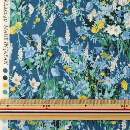 [From quantity 5] Fabric "60 loan FLOWNNYII Retro Kohana Blue NFA-1010-13E" KOKKA