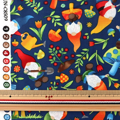 [From quantity 5] Fabric "Inkjet Print Forest Dwarf C8509-Navy" USA cotton