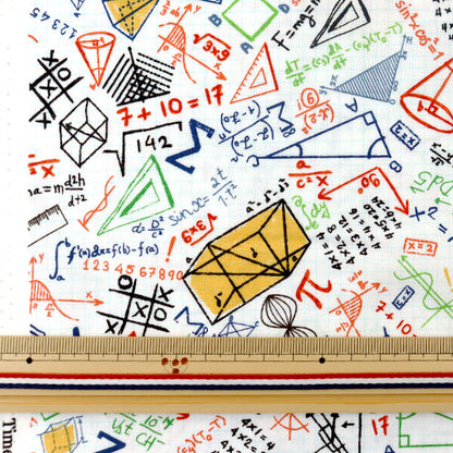 [From quantity 5] Fabric "Inkjet print Mathematics C8230-WHITE" USA cotton