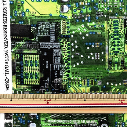 [From quantity 5] Fabric "Inkjet print electronic circuit C8326-GREEN" USA cotton
