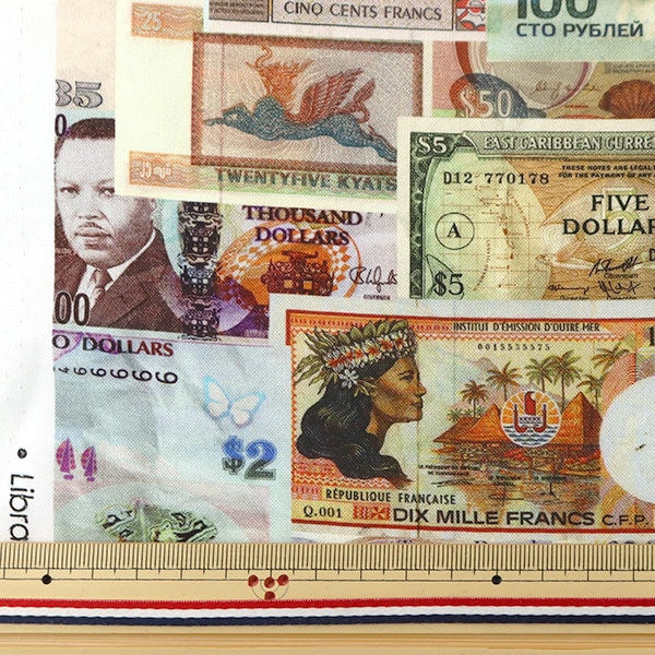 [From quantity 5] Fabric "Inkjet printing banknotes 19645-205" USA cotton