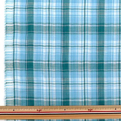 [From quantity 5] Fabric 『double gauze(Double gauze) Check pattern reversible blue TAF-11]