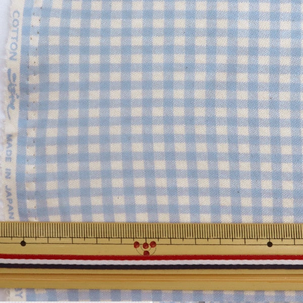 [From quantity 5] Fabric "Smooth Gingham Check Blue KTS6740-B" COTTON KOBAYASHI
