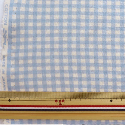 [From quantity 5] Fabric "Smooth Gingham Check Blue KTS6740-B" COTTON KOBAYASHI