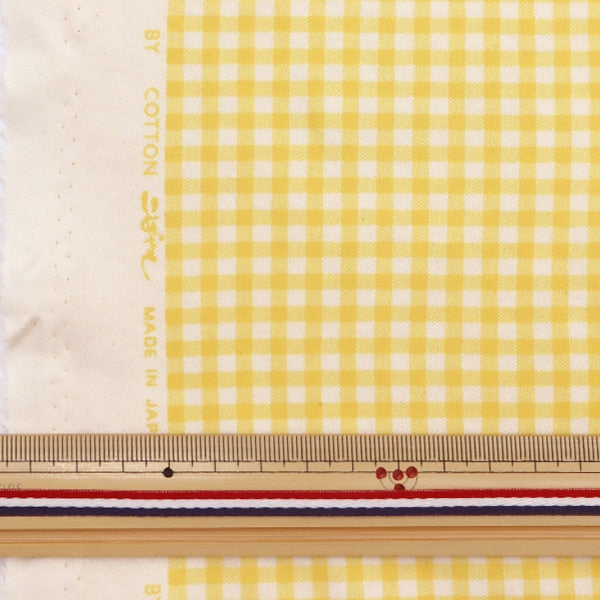 [From quantity 5] Fabric "Smooth Gingham Check Yellow KTS6740-C" COTTON KOBAYASHI
