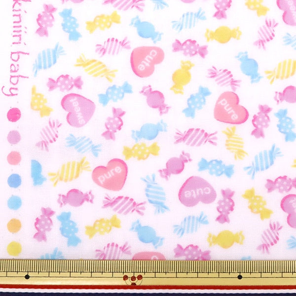 [From quantity 5] Fabric "Yawara Double Gauze Favorite Baby Candy White OKBF-38"