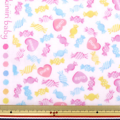 [From quantity 5] Fabric "Yawara Double Gauze Favorite Baby Candy White OKBF-38"
