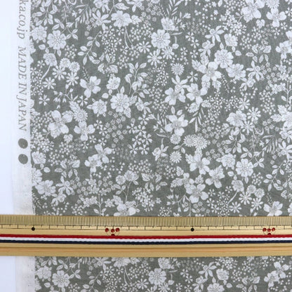 [From quantity 5] Fabric "60 loan FLOWNNYII retro small flower gray NFA-1010-15D" KOKKA
